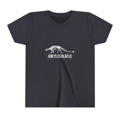 Youth Fossil Ankylosaurus T-Shirt with White Graphics - Unisex Jersey Short Sleeve Tee Super Comfy Dino T-Shirt Gift