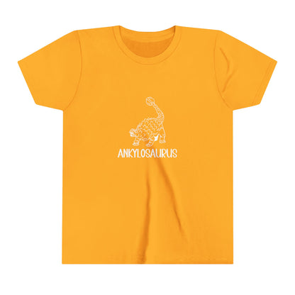 Youth Defensive Ankylosaurus T-Shirt with White Graphics - Unisex Jersey Short Sleeve Tee Super Comfy Dino T-Shirt Gift