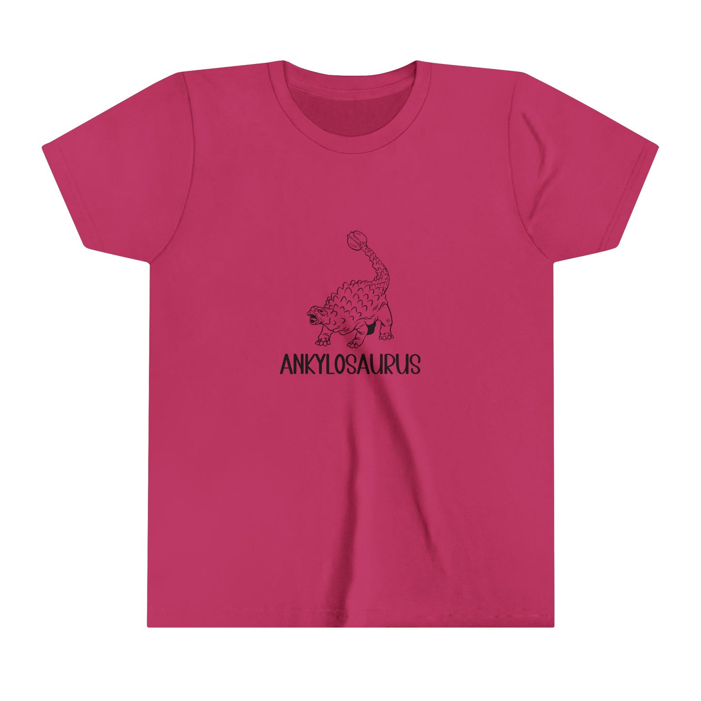 Youth Defensive Ankylosaurus T-Shirt with Black Graphics - Unisex Jersey Short Sleeve Tee Super Comfy Dino T-Shirt Gift