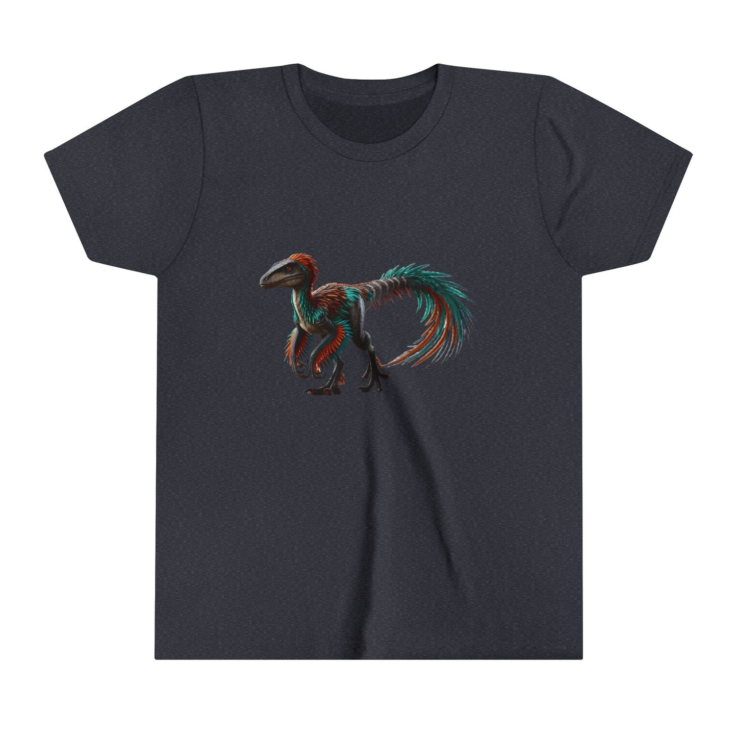 Youth Bright & Bold Velociraptor Tee – Adorable Dino Fun in Orange & Green! 🦖🍊🌿 - Unisex Jersey Short Sleeve Tee Super Comfy Dino T-Shirt Gift