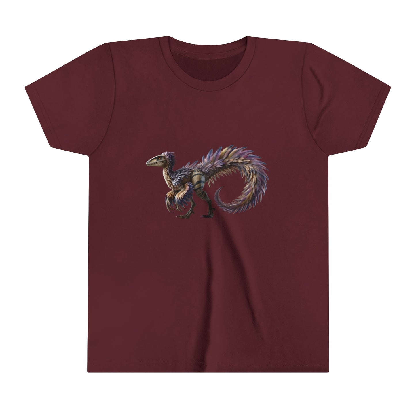 Youth Fierce & Fabulous Velociraptor Tee – Bold Stripes & a Pop of Purple! 🦖💜🌌 - Unisex Jersey Short Sleeve Tee Super Comfy Dino T-Shirt Gift