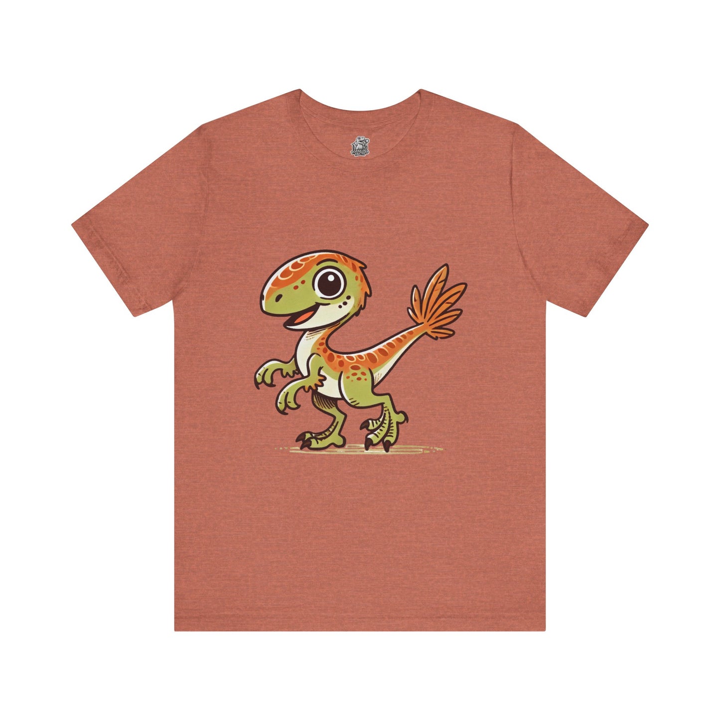 Playful Green Velociraptor Tee – Cute Dino Style with a Splash of Fun! 🦖🍂🌿 - Unisex Jersey Short Sleeve Tee Super Comfy Dino T-Shirt Gift