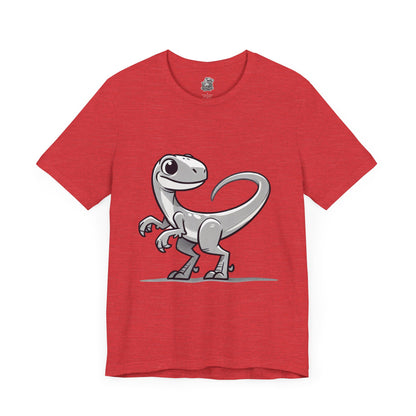 Monochrome Cartoon Velociraptor - Unisex Jersey Short Sleeve Tee Super Comfy Dino T-Shirt Gift