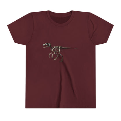 Youth Velociraptor Skeleton Tee – Classic Fossil Design for Dinosaur Enthusiasts! 🦖💀🦴 - Unisex Jersey Short Sleeve Tee Super Comfy Dino T-Shirt Gift