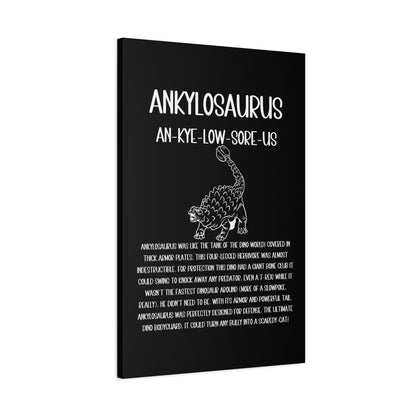 Defensive Ankylosaurus Vertical Matte Canvas Black, Stretched, 1.25" Amazing Gift for the Dino Lover in your life