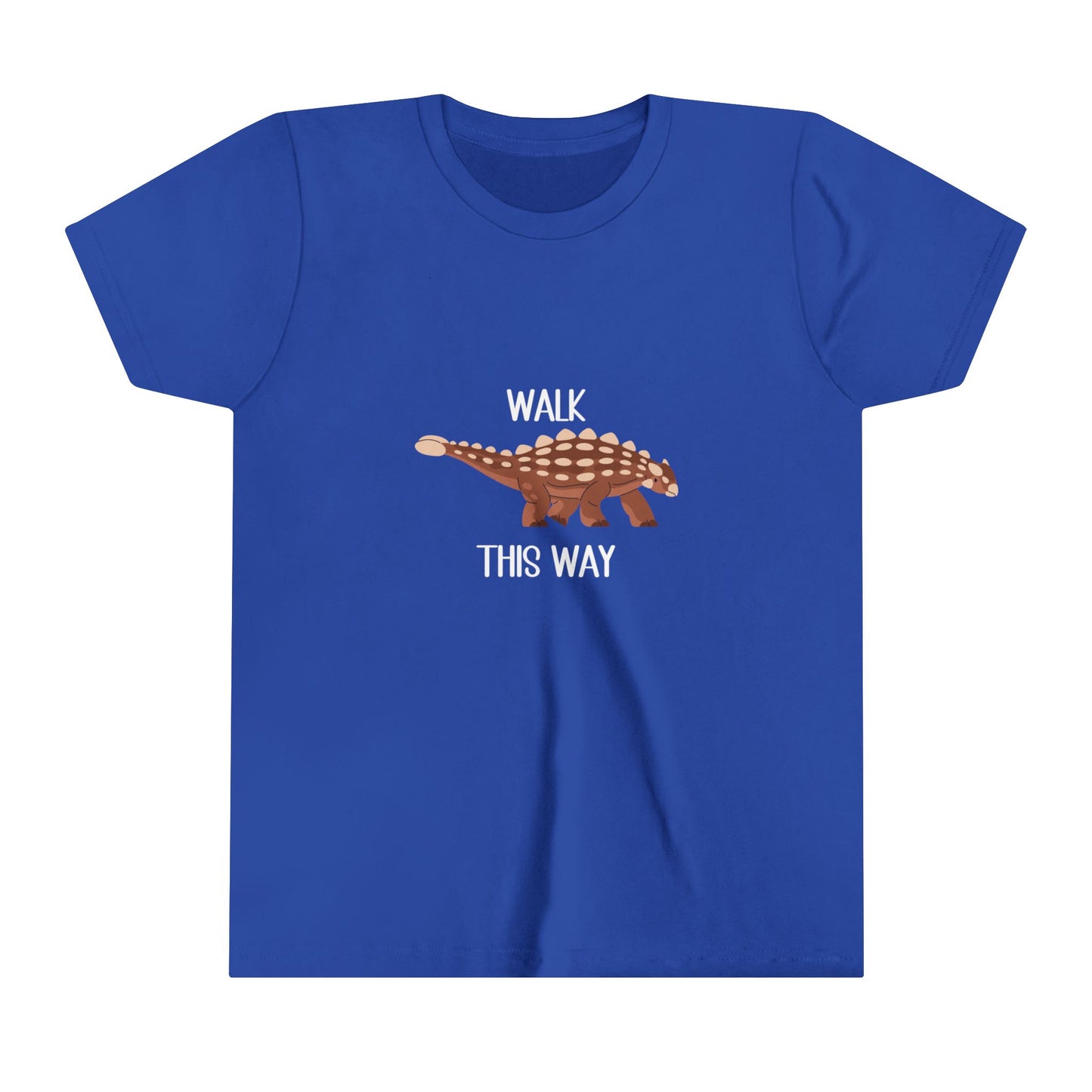 Youth Ankylosaurus Walk This Way White Graphic - Unisex Jersey Short Sleeve Tee Super Comfy Dino T-Shirt Gift