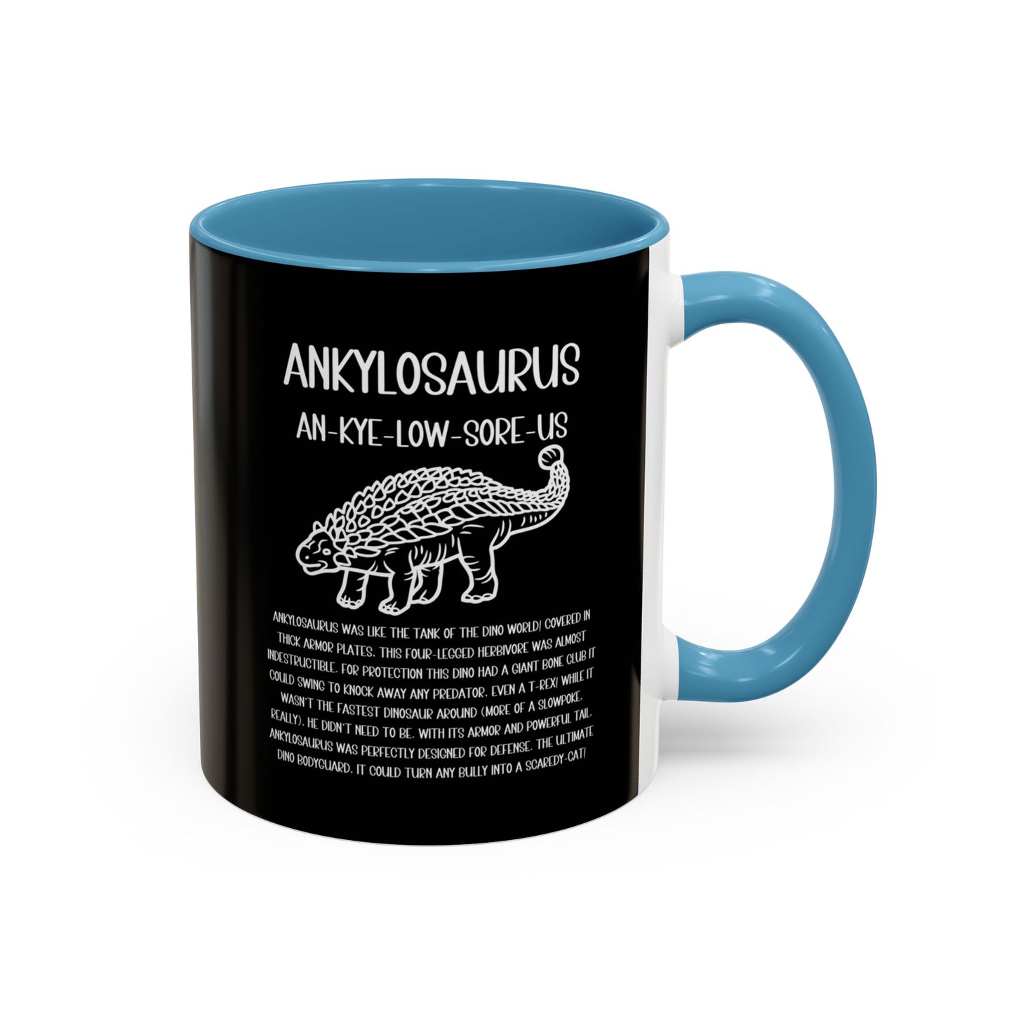 Outlined Ankylosaurus Mug with Detailed White Graphic Amazing Gift for the Dino Lovers in your life