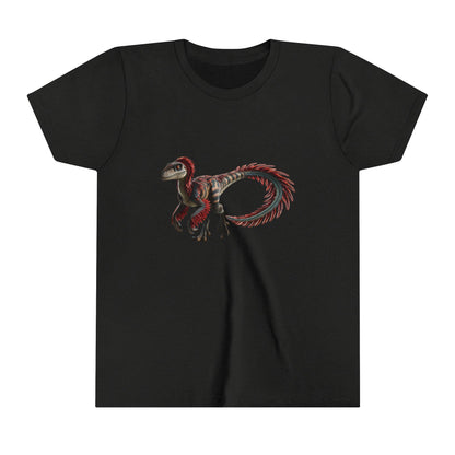 Youth Wild & Feathered Velociraptor Tee – Bold Jungle Vibes and Fierce Dino Style! 🦖🌿🔥 - Unisex Jersey Short Sleeve Tee Super Comfy Dino T-Shirt Gift