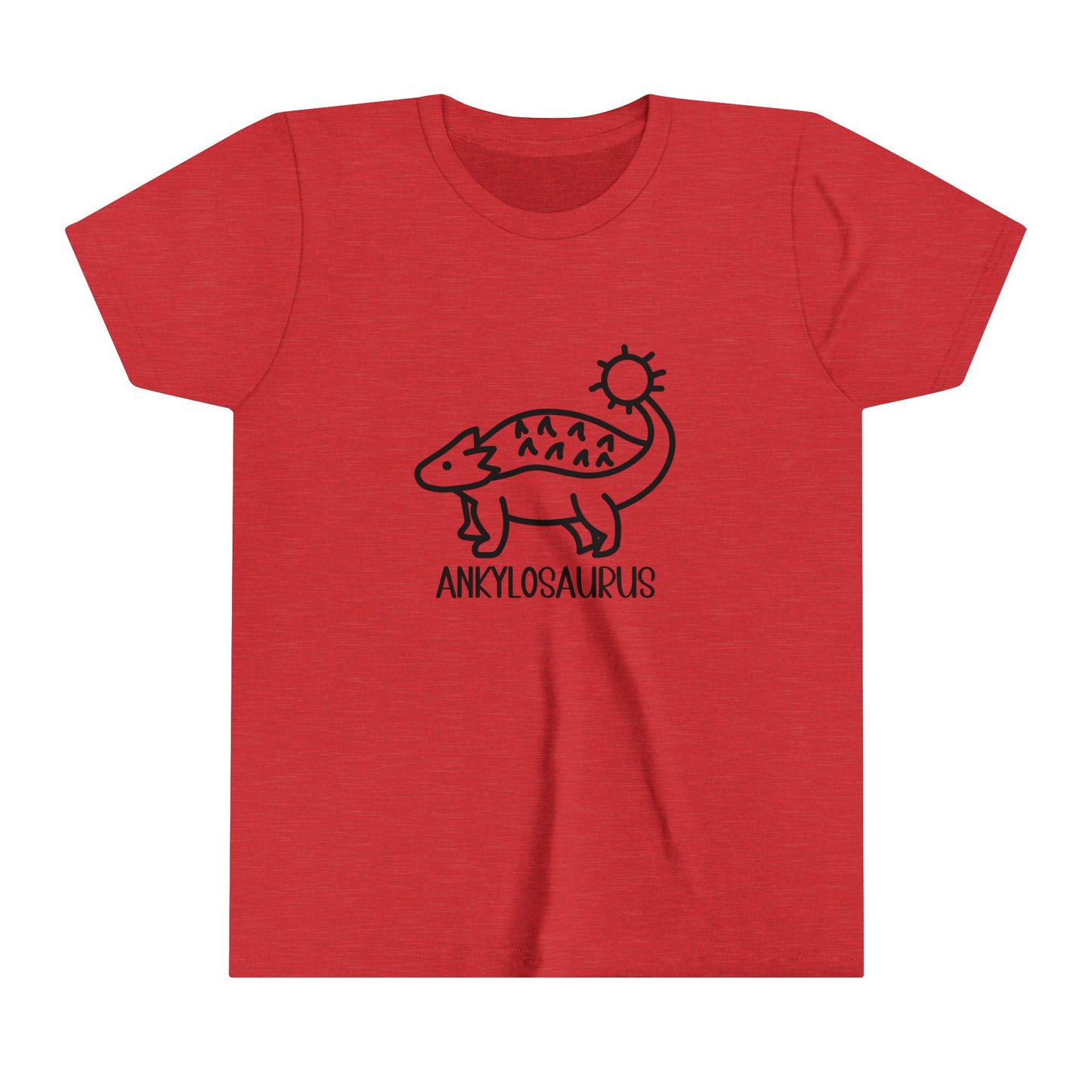 Youth Cute Ankylosaurus T-Shirt with Black Graphics - Unisex Jersey Short Sleeve Tee Super Comfy Dino T-Shirt Gift