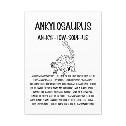 Defensive Ankylosaurus Vertical Matte Canvas White, Stretched, 1.25" Amazing Gift for the Dino Lover in your life