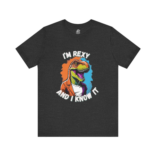 Vibrant Rex – I’m Rexy and I Know It Unisex T-Shirt with Bold Colors & T-Rex Swagger Unisex