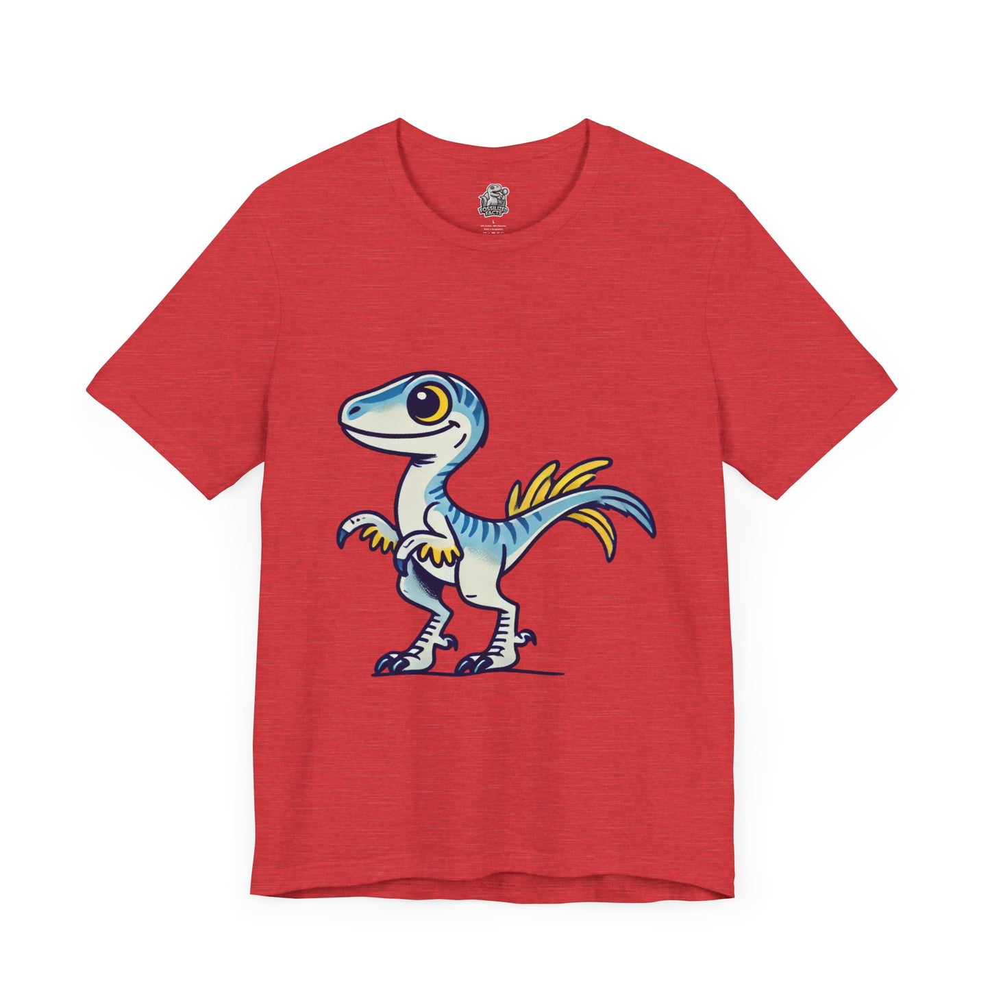 Playful Blue & Yellow Velociraptor Tee – Dino Fun for All Ages! 🦖💙💛 - Unisex Jersey Short Sleeve Tee Super Comfy Dino T-Shirt Gift