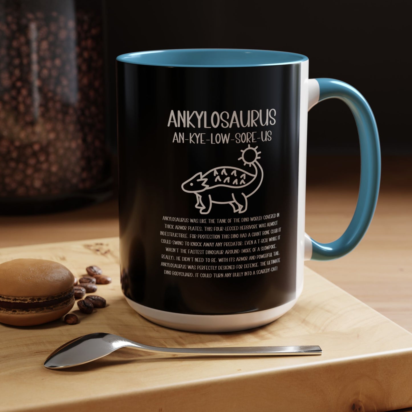 Cute Ankylosaurus Mug with Detailed White Graphic Amazing Gift for the Dino Lovers in your life