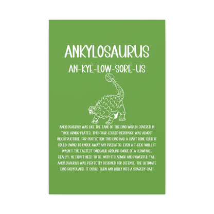 Defensive Ankylosaurus Vertical Matte Canvas Green, Stretched, 1.25" Amazing Gift for the Dino Lover in your life