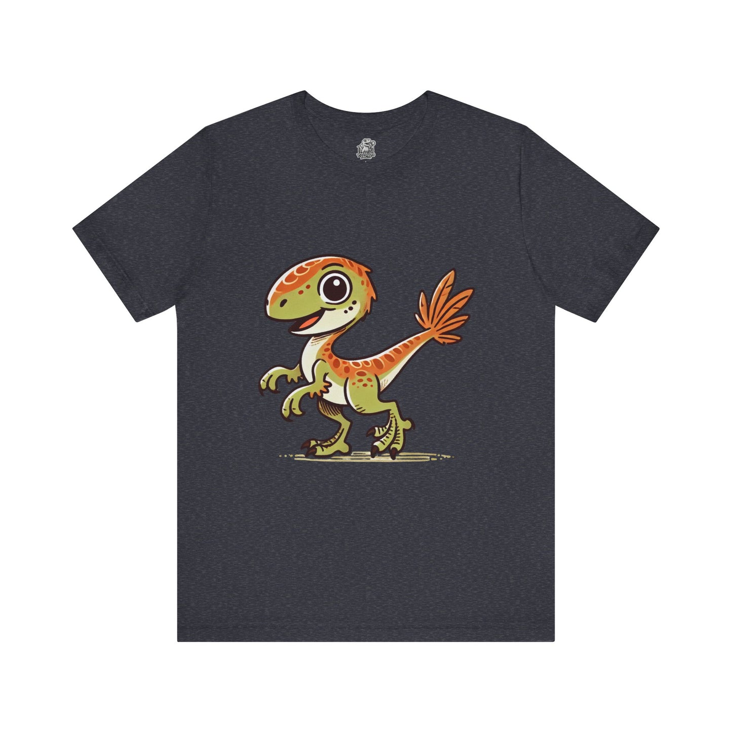 Playful Green Velociraptor Tee – Cute Dino Style with a Splash of Fun! 🦖🍂🌿 - Unisex Jersey Short Sleeve Tee Super Comfy Dino T-Shirt Gift