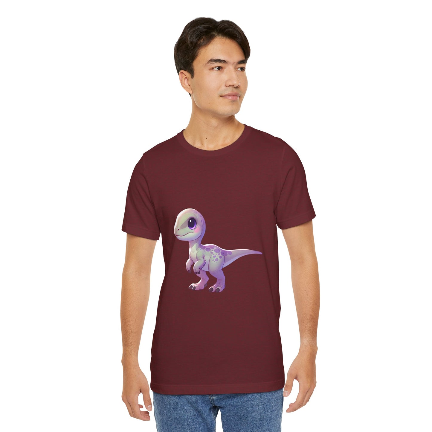 Pastel Baby Velociraptor Tee – Soft & Sweet Dino Style in Lavender! 🦖💜🌸 - Unisex Jersey Short Sleeve Tee Super Comfy Dino T-Shirt Gift