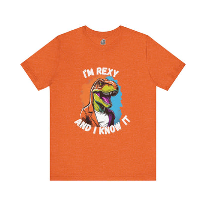 Vibrant Rex – I’m Rexy and I Know It Unisex T-Shirt with Bold Colors & T-Rex Swagger Unisex