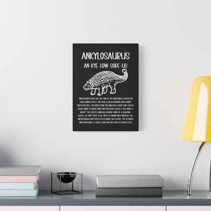 Outlined Ankylosaurus Vertical Matte Canvas Black, Stretched, 1.25" Amazing Gift for the Dino Lover in your life