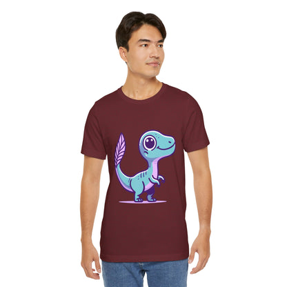 Adorable Pastel Velociraptor Tee – Cute Dino Vibes in Aqua & Lavender! 🦕💜💙 - Unisex Jersey Short Sleeve Tee Super Comfy Dino T-Shirt Gift