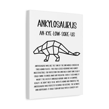 Polygon Outlined Ankylosaurus Vertical Matte Canvas White, Stretched, 1.25" Amazing Gift for the Dino Lover in your life