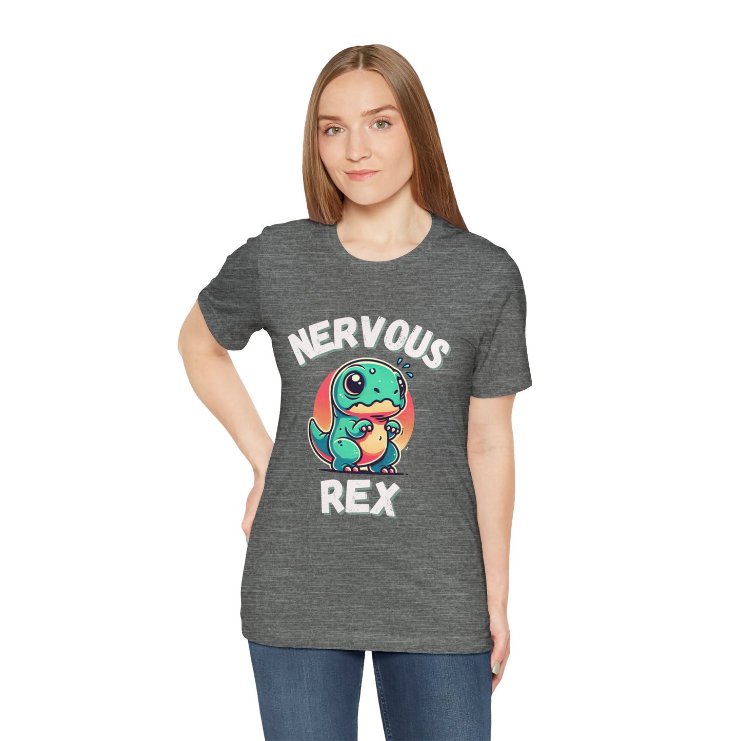 Nervous Rex Unisex T-Shirt – Cute & Funny Unisex Dinosaur Tee for All Dino Lovers