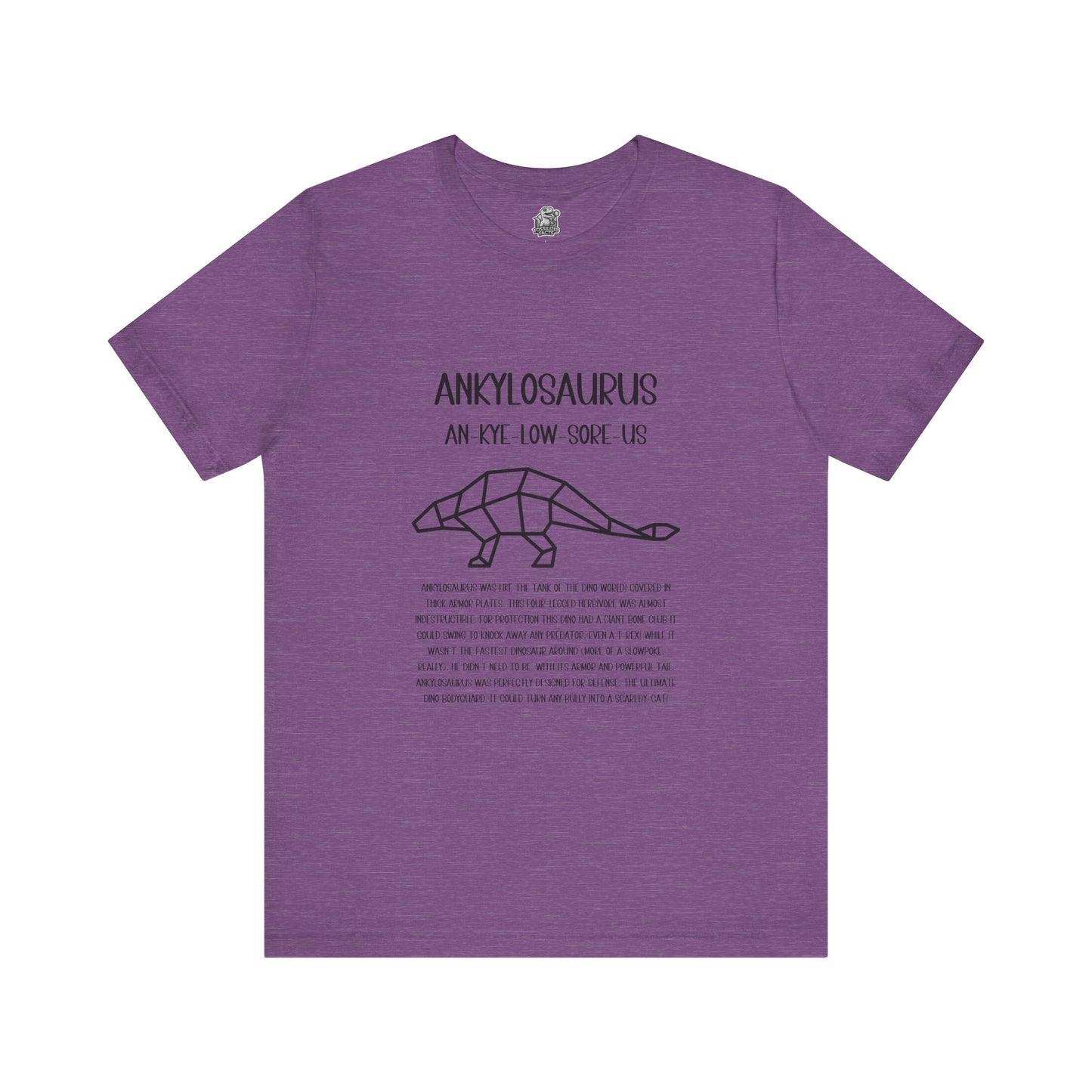 Polygon Ankylosaurus Detailed with Black Graphics - Unisex Jersey Short Sleeve Tee Super Comfy Dino T-Shirt Gift