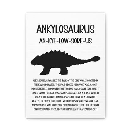 Ankylosaurus Vertical Matte Canvas White, Stretched, 1.25" Amazing Gift for the Dino Lover in your life