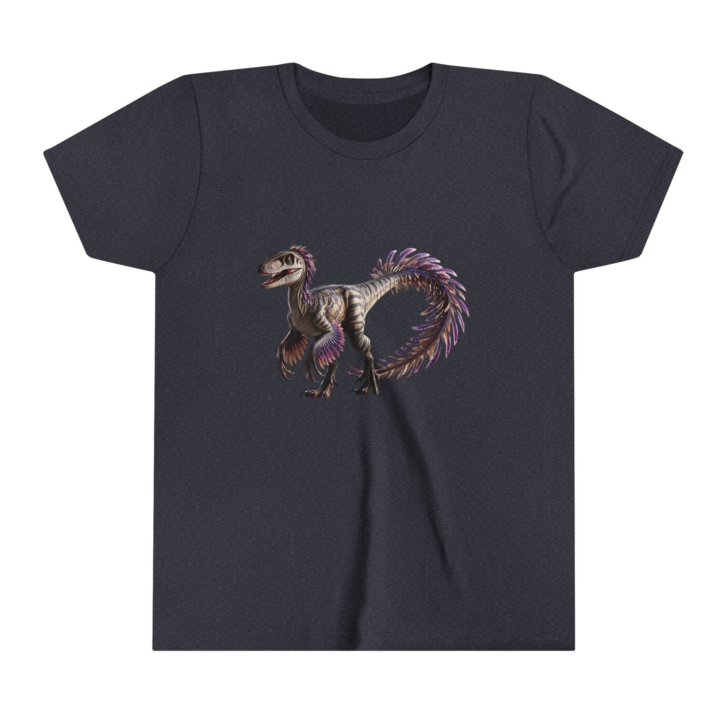 Youth Majestic Feathered Velociraptor Tee – Fierce, Fabulous, and Full of Flair! 🦖💜✨ - Unisex Jersey Short Sleeve Tee Super Comfy Dino T-Shirt Gift