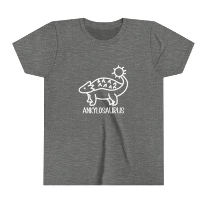 Youth Cute Ankylosaurus T-Shirt with White Graphics - Unisex Jersey Short Sleeve Tee Super Comfy Dino T-Shirt Gift