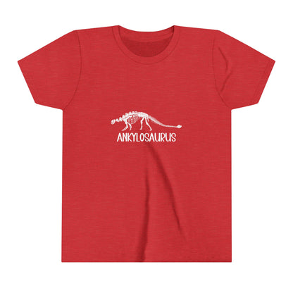 Youth Fossil Ankylosaurus T-Shirt with White Graphics - Unisex Jersey Short Sleeve Tee Super Comfy Dino T-Shirt Gift