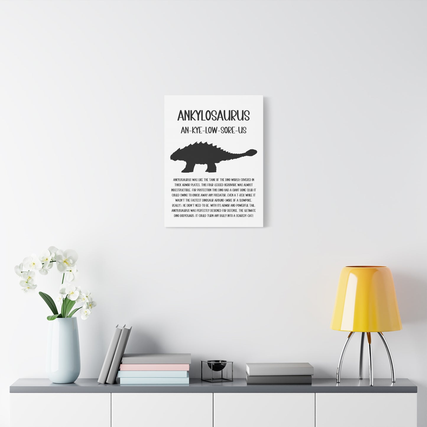 Ankylosaurus Vertical Matte Canvas White, Stretched, 1.25" Amazing Gift for the Dino Lover in your life