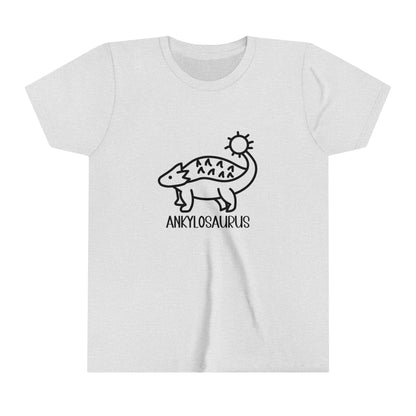 Youth Cute Ankylosaurus T-Shirt with Black Graphics - Unisex Jersey Short Sleeve Tee Super Comfy Dino T-Shirt Gift