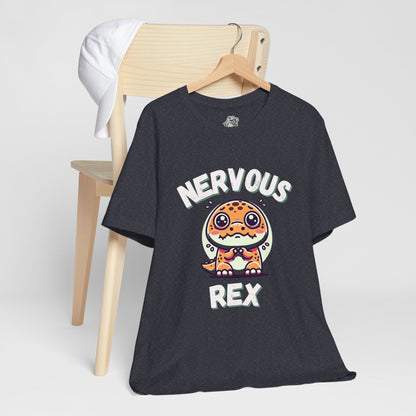 Nervous Rex Unisex T-Shirt – Adorable Unisex Dino Tee for Fun & Relatable Style