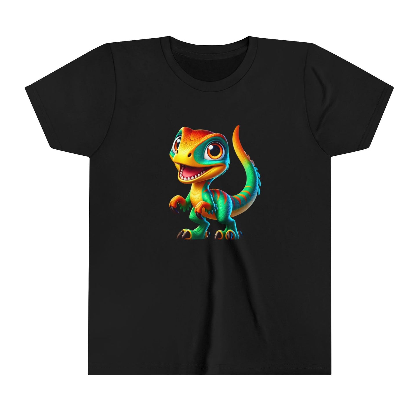 Youth Vibrant Green & Orange Velociraptor – Perfect for Dino Fans! - Unisex Jersey Short Sleeve Tee Super Comfy Dino T-Shirt Gift