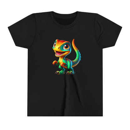 Youth Vibrant Green & Orange Velociraptor – Perfect for Dino Fans! - Unisex Jersey Short Sleeve Tee Super Comfy Dino T-Shirt Gift