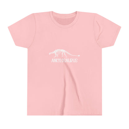 Youth Fossil Ankylosaurus T-Shirt with White Graphics - Unisex Jersey Short Sleeve Tee Super Comfy Dino T-Shirt Gift