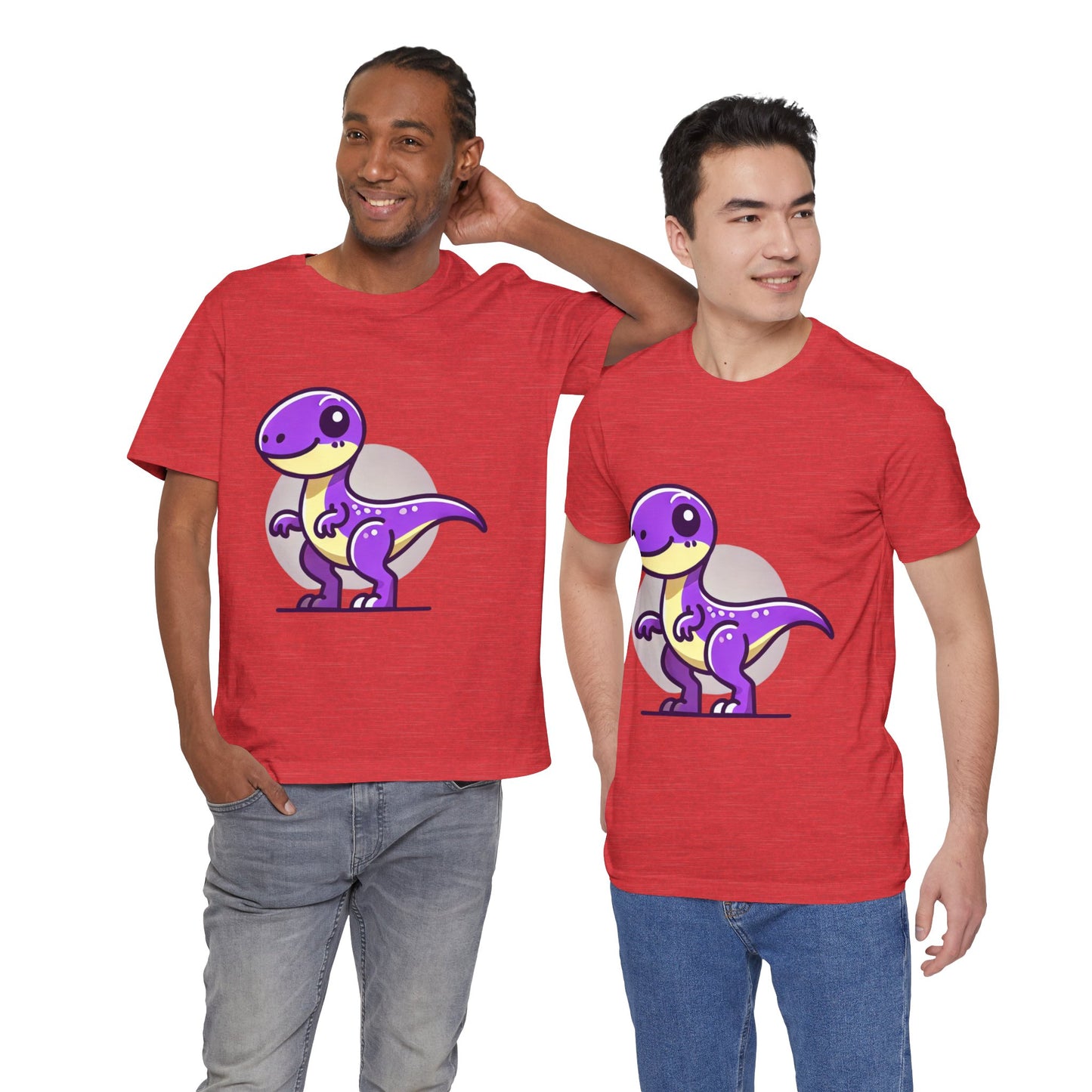 Purple Solar Cartoon Velociraptor - Unisex Jersey Short Sleeve Tee Super Comfy Dino T-Shirt Gift