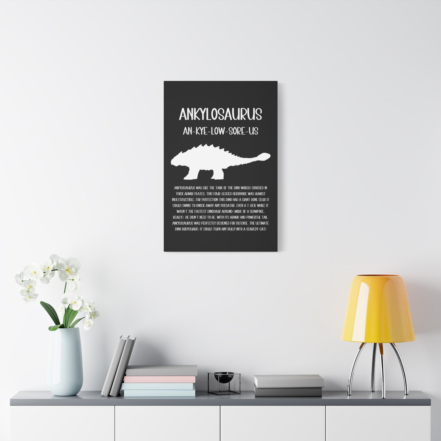 Ankylosaurus Vertical Matte Canvas Black, Stretched, 1.25" Amazing Gift for the Dino Lover in your life