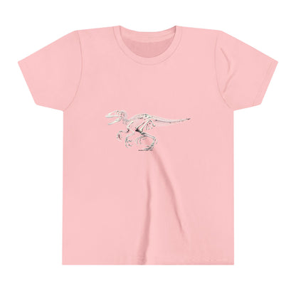 Youth Detailed Velociraptor Skeleton Tee – Fossil-Inspired Style for Dino Fans! 🦖🦴⚒️- Unisex Jersey Short Sleeve Tee Super Comfy Dino T-Shirt Gift