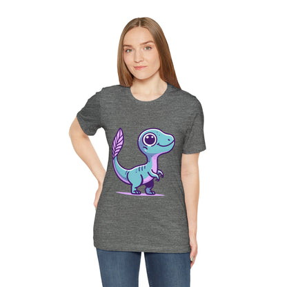 Adorable Pastel Velociraptor Tee – Cute Dino Vibes in Aqua & Lavender! 🦕💜💙 - Unisex Jersey Short Sleeve Tee Super Comfy Dino T-Shirt Gift