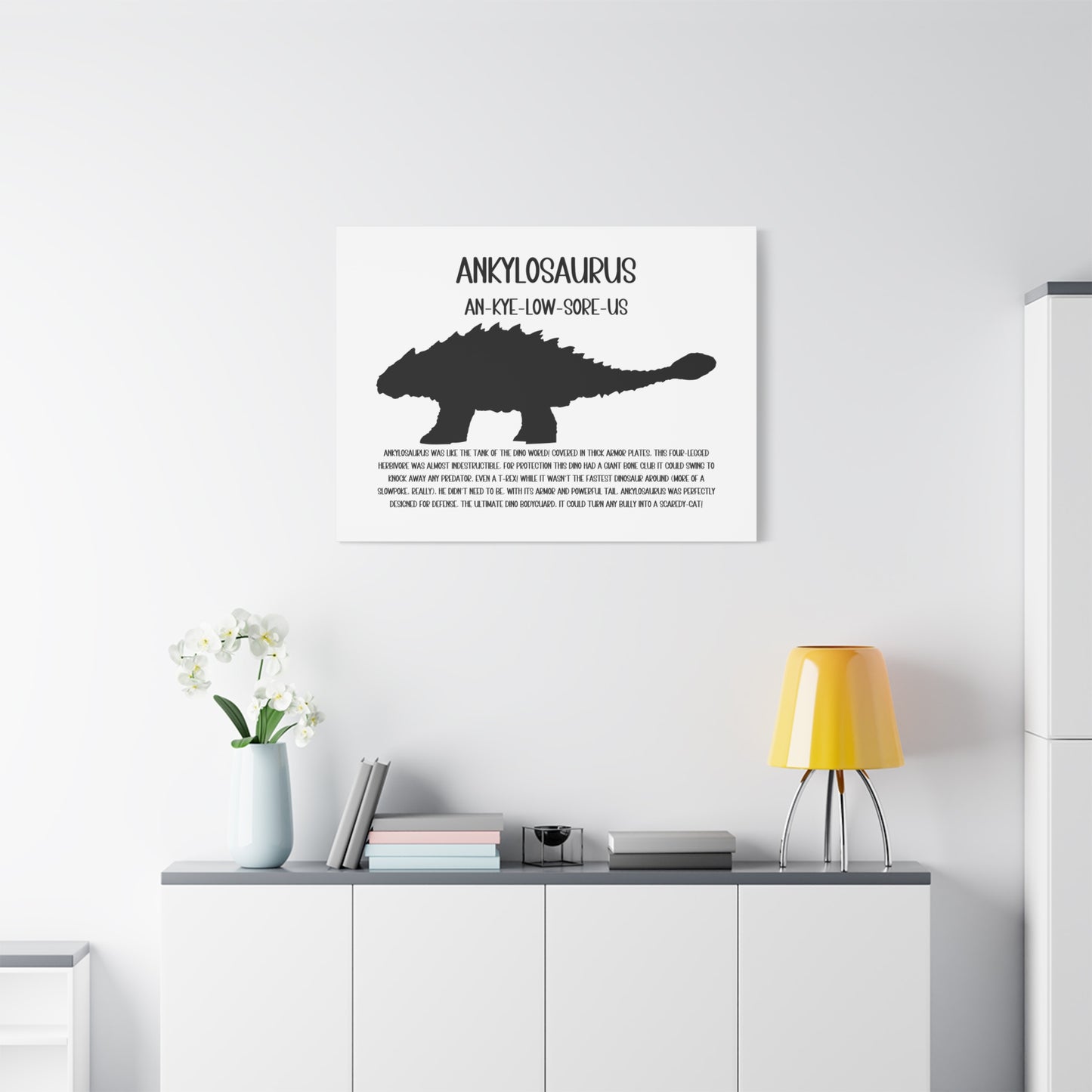 Ankylosaurus Horizontal Matte Canvas White, Stretched, 1.25" Amazing Gift for the Dino Lover in your life