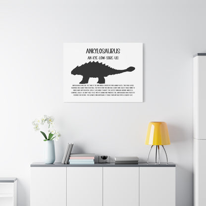 Ankylosaurus Horizontal Matte Canvas White, Stretched, 1.25" Amazing Gift for the Dino Lover in your life