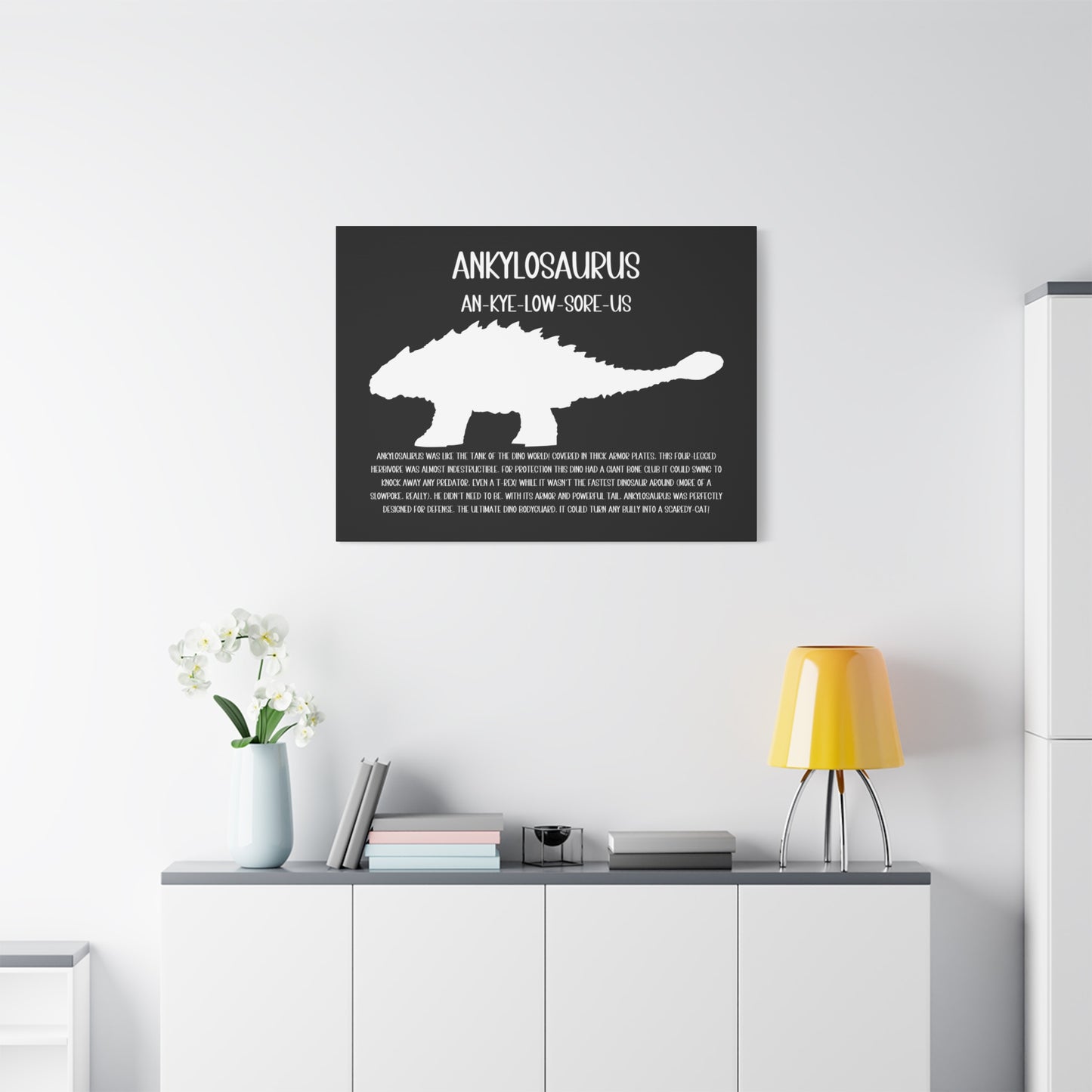 Ankylosaurus Horizontal Matte Canvas Black, Stretched, 1.25" Amazing Gift for the Dino Lover in your life