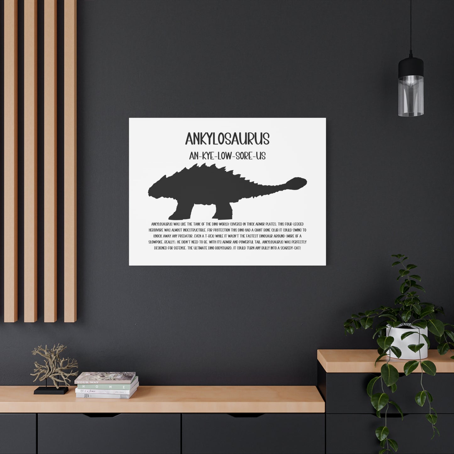 Ankylosaurus Horizontal Matte Canvas White, Stretched, 1.25" Amazing Gift for the Dino Lover in your life