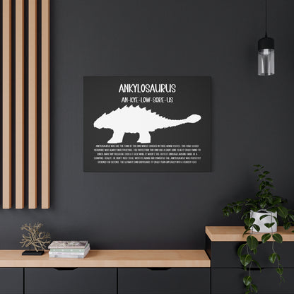 Ankylosaurus Horizontal Matte Canvas Black, Stretched, 1.25" Amazing Gift for the Dino Lover in your life