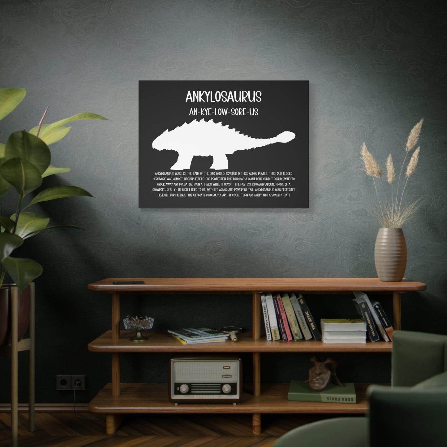 Ankylosaurus Horizontal Matte Canvas Black, Stretched, 1.25" Amazing Gift for the Dino Lover in your life