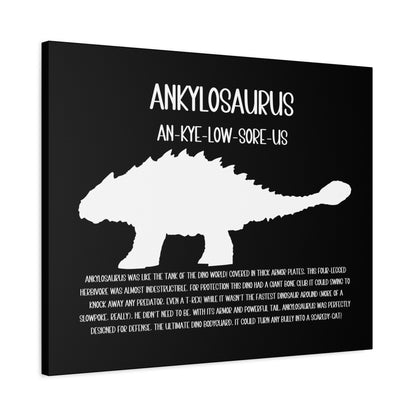 Ankylosaurus Horizontal Matte Canvas Black, Stretched, 1.25" Amazing Gift for the Dino Lover in your life