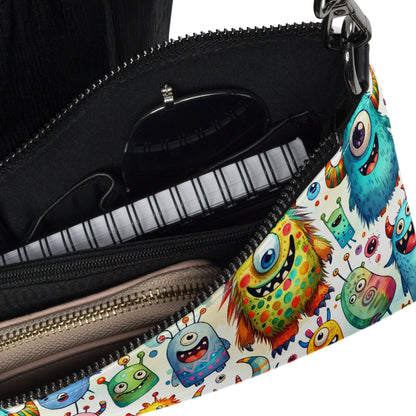 Colorful Monster Convertible Crossbody Bag Very Trendy Beautiful Lots of Convenient Pockets With Zip Closure and Adjustable 27" Strap