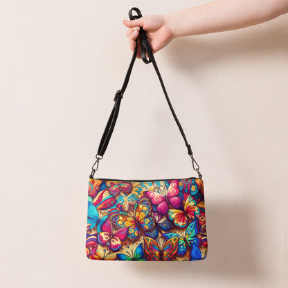 Colorful Butterfly Convertible Crossbody bag lots of convenient pockets with zip closure and adjustable 27" strap very trendy and beautiful